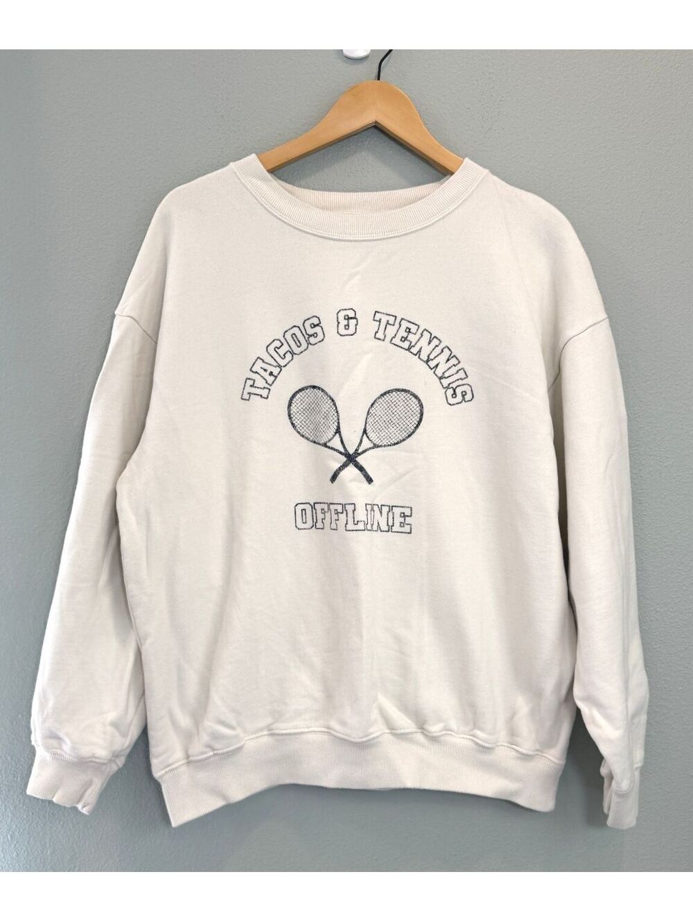 Aerie Offline Tacos & Tennis Graphic Pullover Sweater - Women's Small